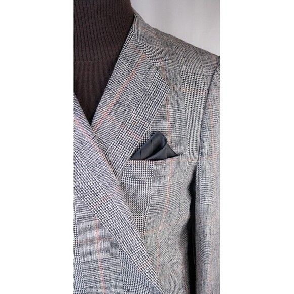 VTG Stanley Blacker Sport Coat Jacket Blazer Plaid Gray Two Button Sz 46R EUC - Picture 4 of 13